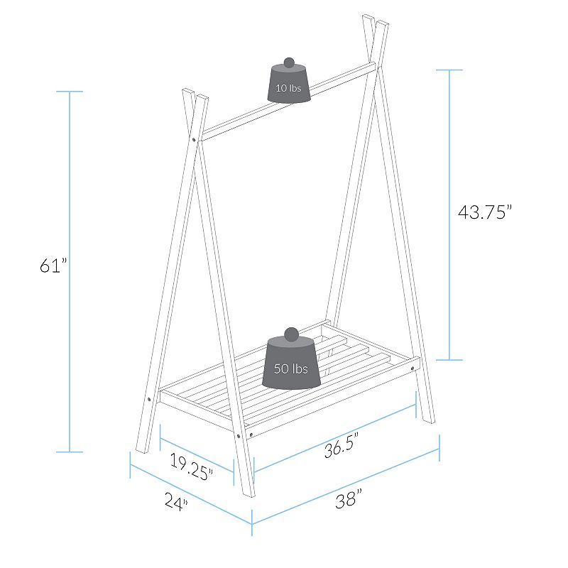 Casual Home Teepee 1-Shelf Coat Rack