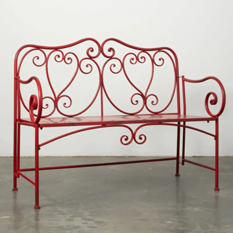 Red Scroll Wire Bench