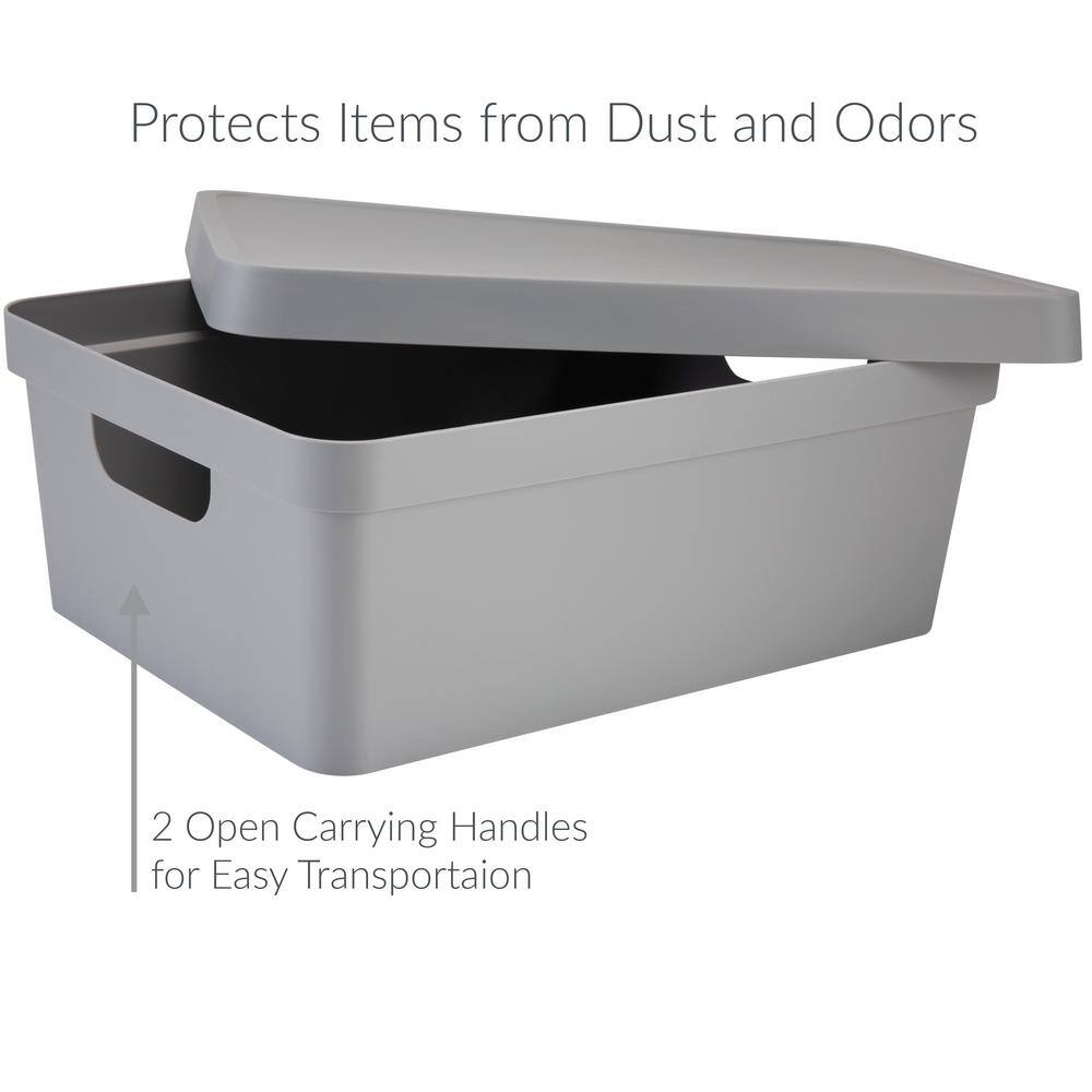 SIMPLIFY Medium Vinto Storage Box with Lid in Grey 25924-GREY