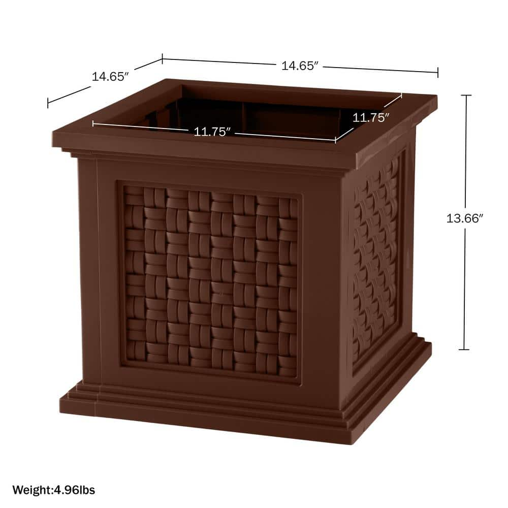 Pure Garden 14.65 in. Faux Rattan Planter Box Brown 50-LG1470