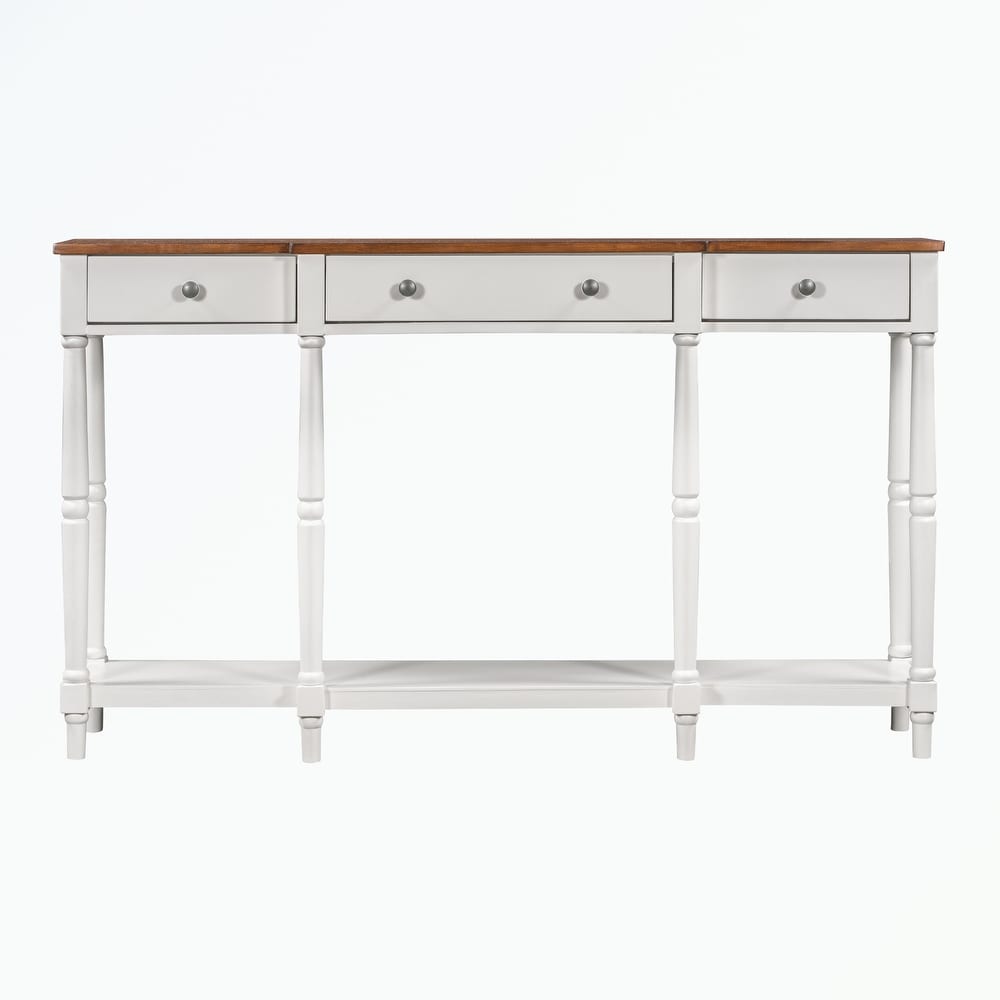 Solid Wood Console Table  with Storage Shelf and Drawer