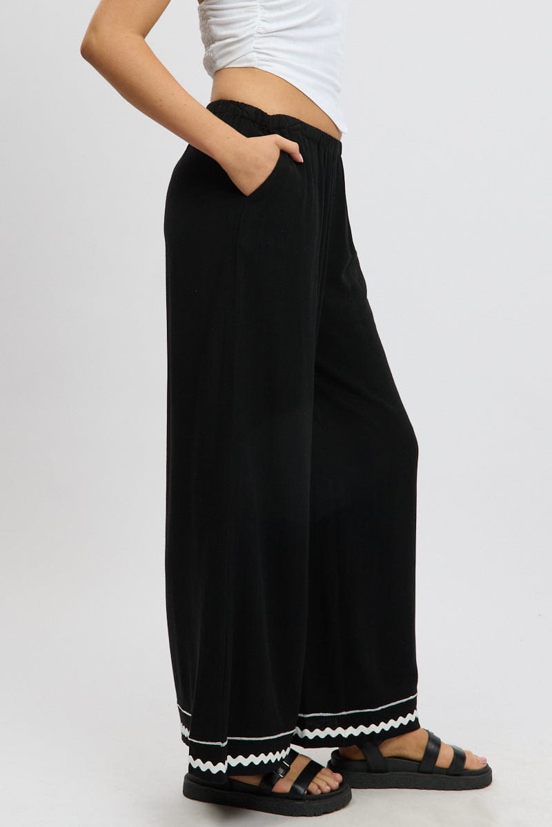 Black Wide Leg Pants High Rise
