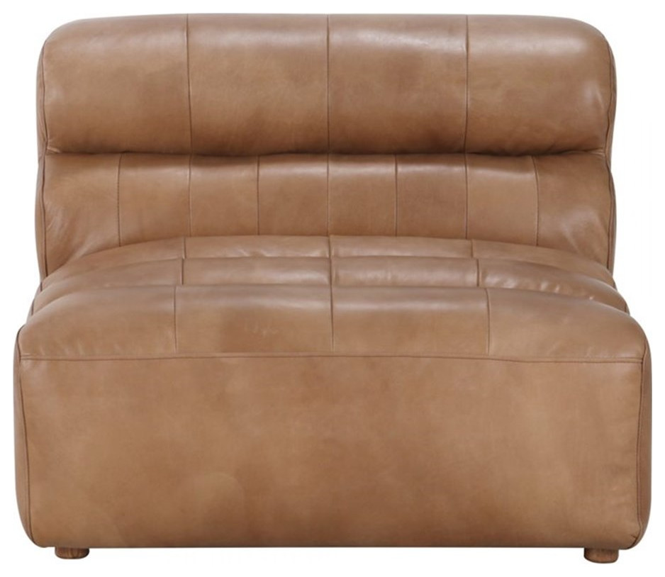 Ramsay Leather Slipper Chair Tan   Contemporary   Armchairs And Accent Chairs   by Homesquare  Houzz