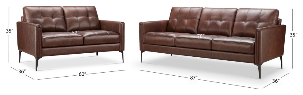 Arlen 2 Piece Leather Sofa and Loveseat Set   Midcentury   Living Room Furniture Sets   by Abbyson Living  Houzz