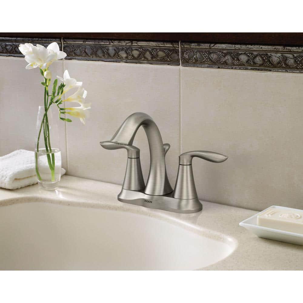 MOEN Eva 4 in Centerset 2Handle HighArc Bathroom Faucet in Brushed Nickel