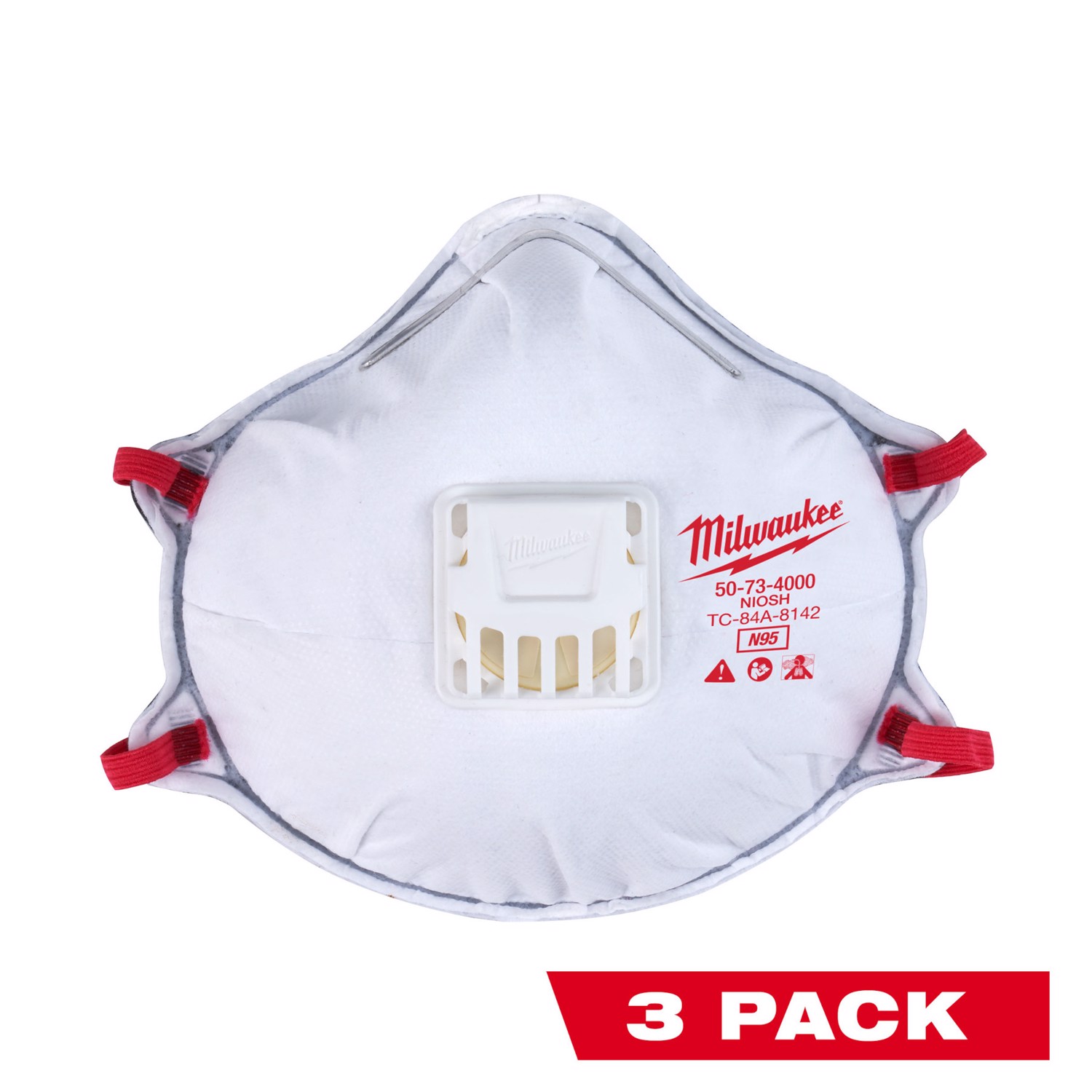 MW N95 Multi-Purpose Respirator with Gasket Valved White One Size Fits All 3 pk