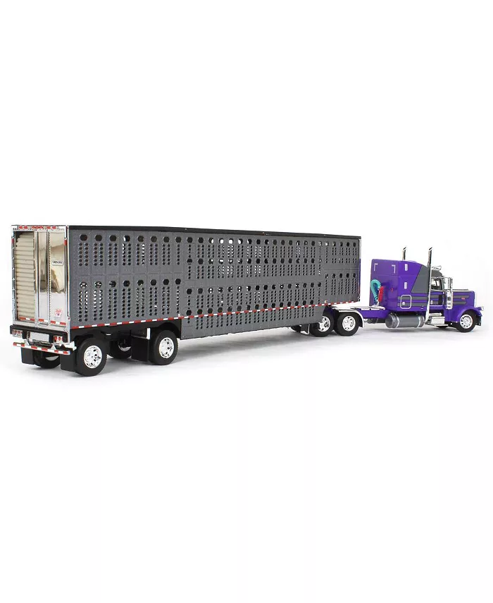 First Gear DCP 1 64 Peterbilt Model with 63 Mid-Roof Sleeper and Wilson Silver star Livestock Trailer