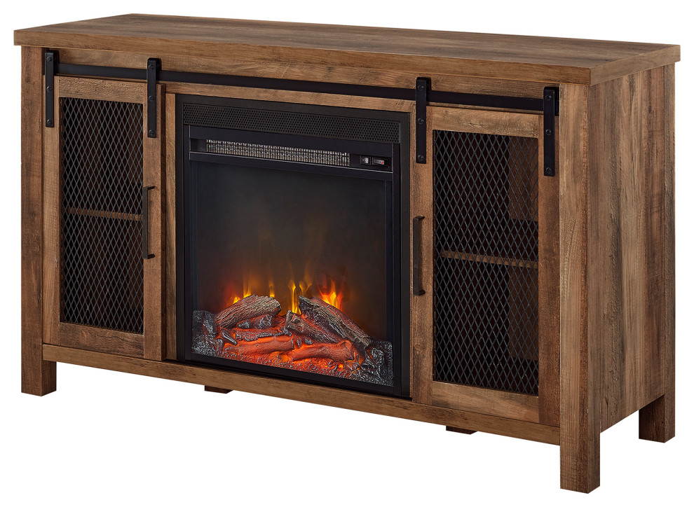 48 quotRustic Farmhouse Fireplace TV Stand   Farmhouse   Entertainment Centers And Tv Stands   by Walker Edison  Houzz