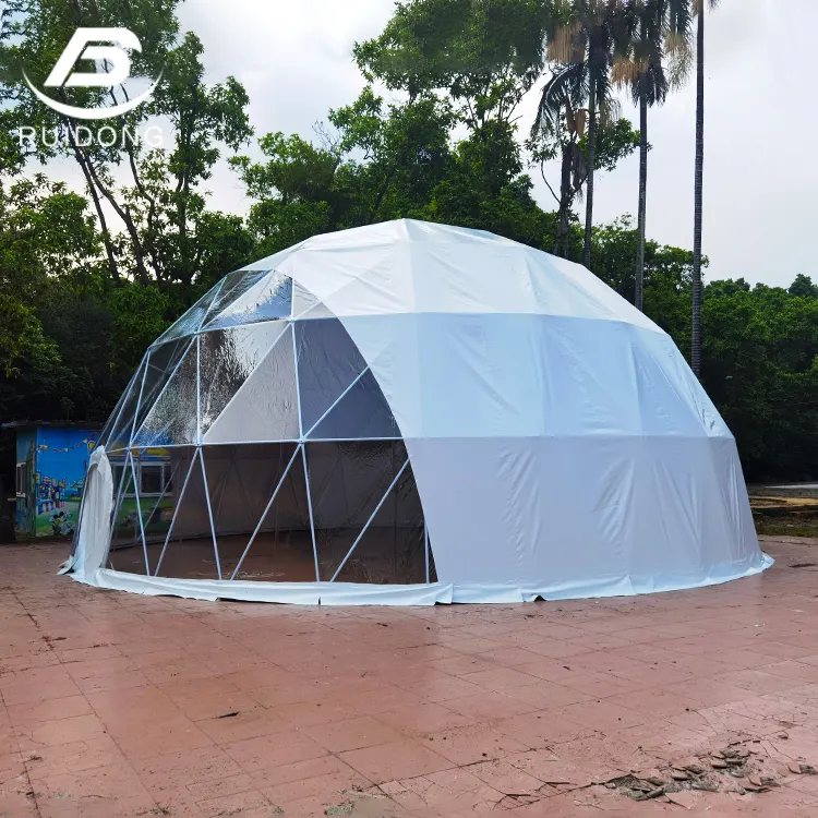 Customized Outdoor House Glamping PVC Canvas Dome Tent Geodesic Camping Hotel Tent White Transparent