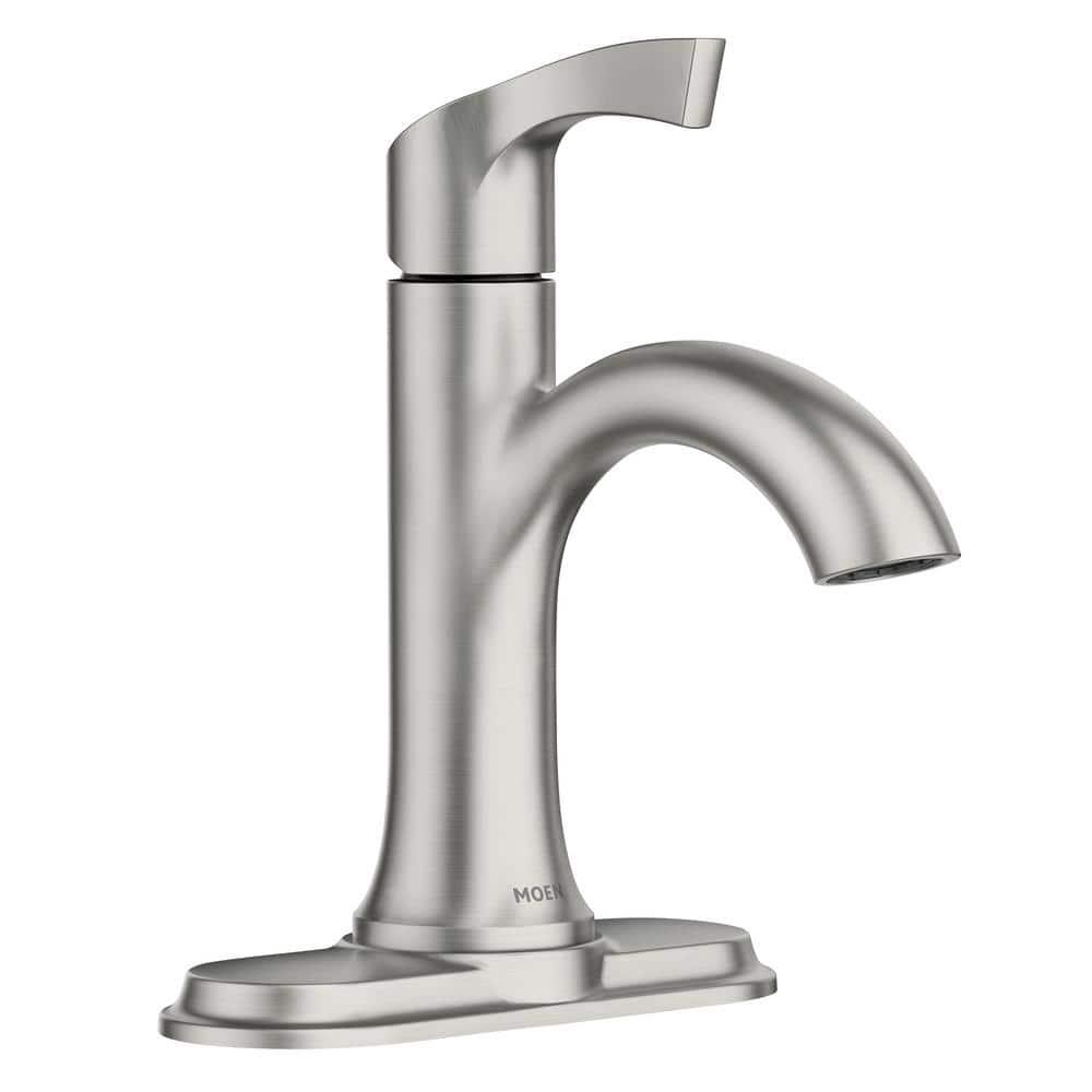 MOEN Korek Single Hole SingleHandle Bathroom Faucet with Deck Plate Included in Brushed Nickel