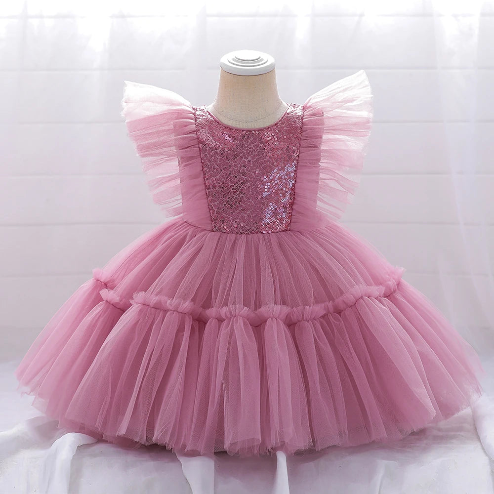 Toddler 1st Birthday Dress For Baby Girl Clothes Sequin Baptism Princess Tutu Dress Girls Dresses Party Costume 0-5 Year