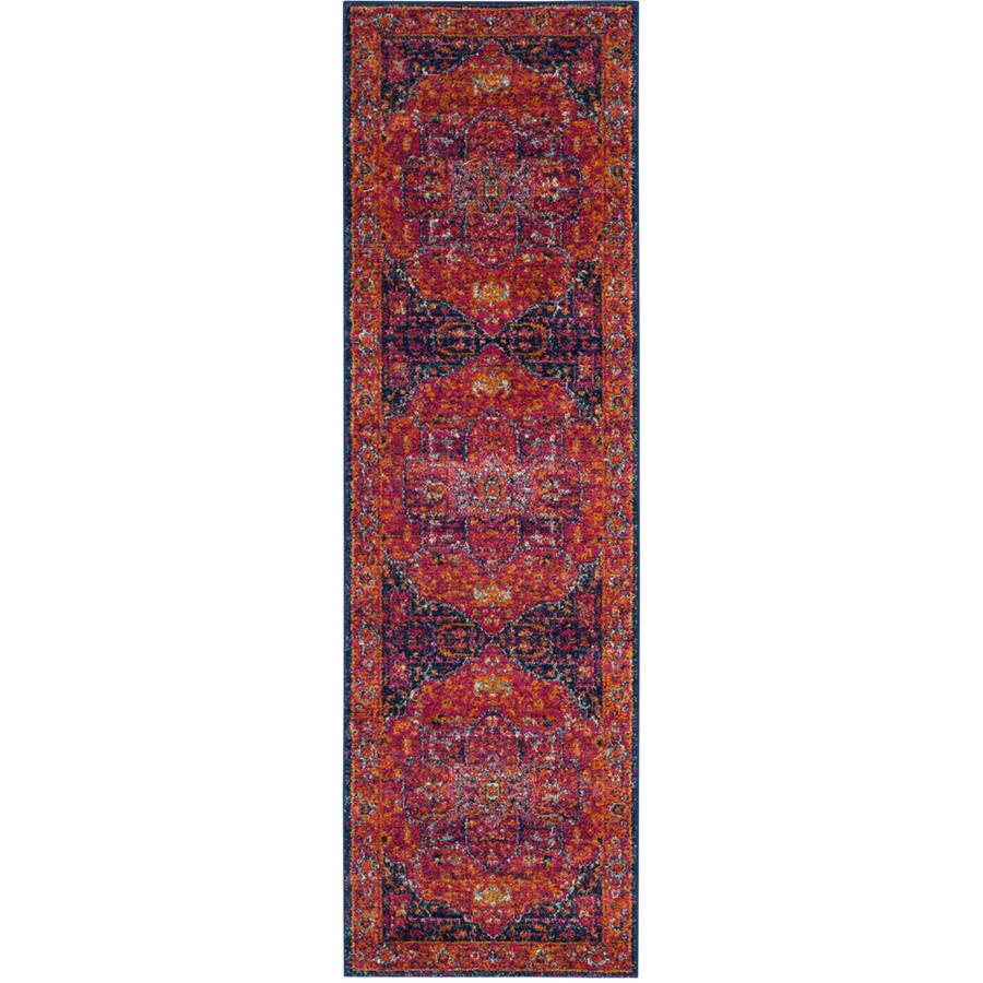 SAFAVIEH Evoke Westley Traditional Runner Rug， Fuchsia/Orange， 22 x 13and#8242;