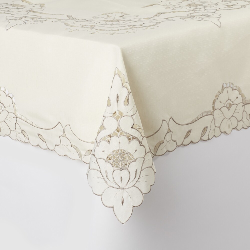 Violet Linen Sapphire Embroidered Pattern Tablecloth