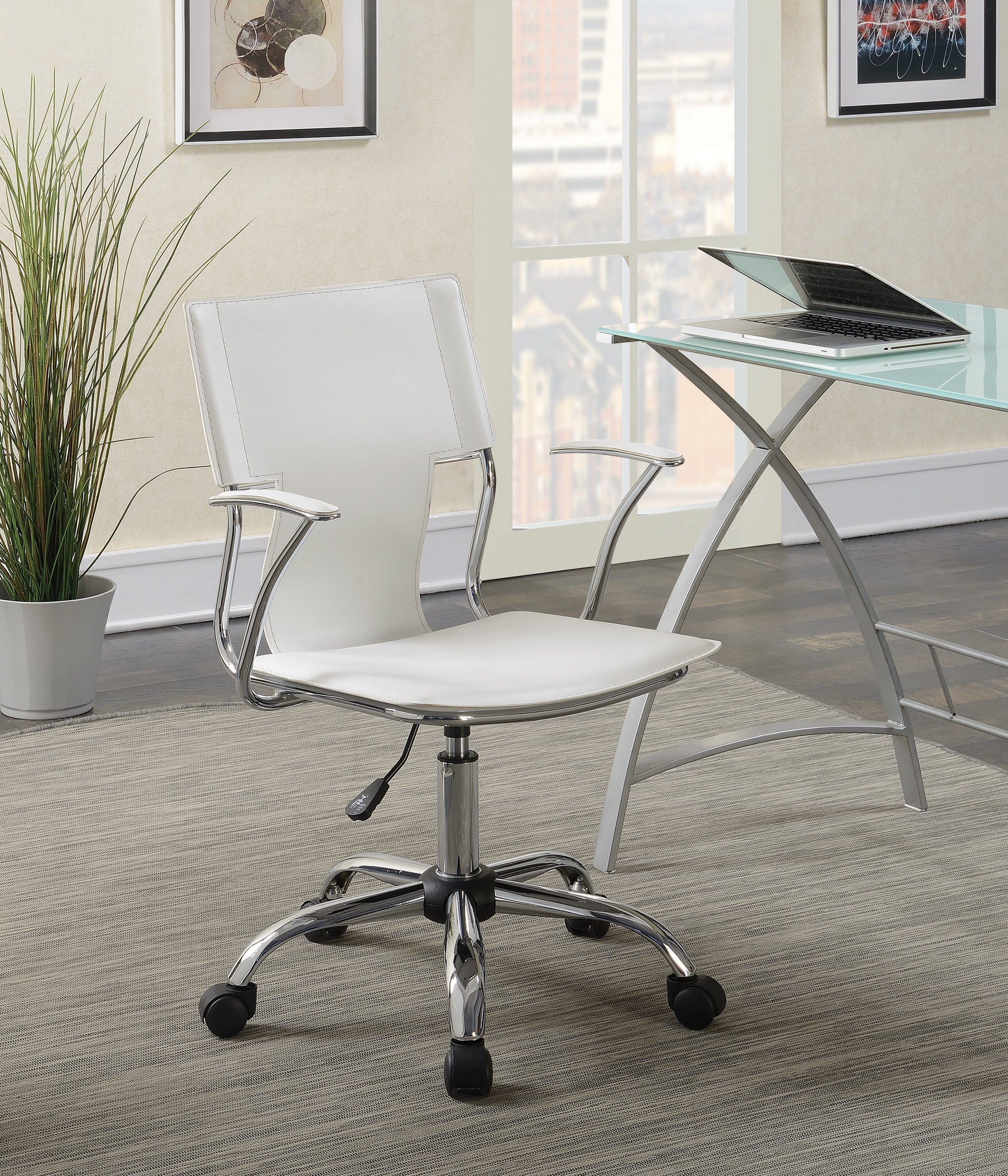 Himari Faux Leather Adjustable Office Desk Chair White-801363