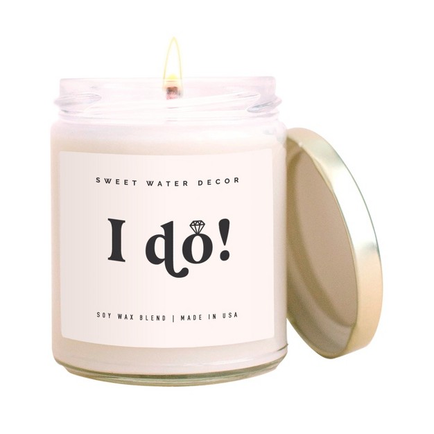 Sweet Water Decor I Do Ecru Label 9oz Clear Jar Soy Candle