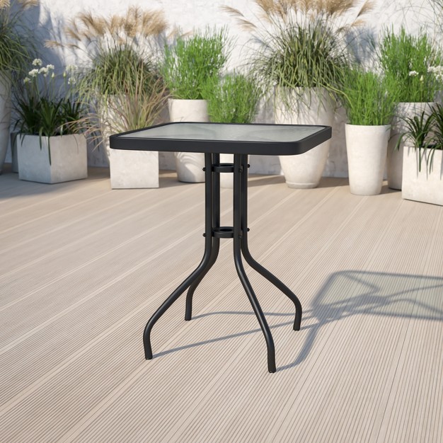 Square Tempered Glass Metal Table