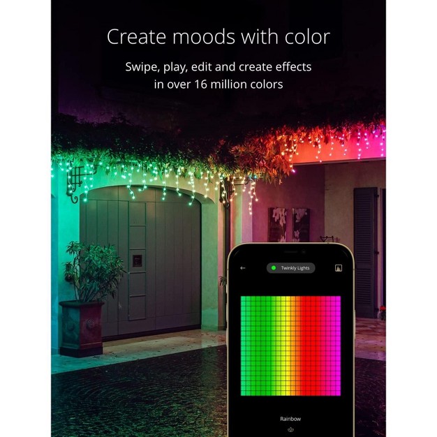 Twinkly Icicle App controlled Led Christmas Lights With 190 Rgb 16 Million Colors Leds Clear Wire Indoor And Outdoor Smart Lighting Decoration