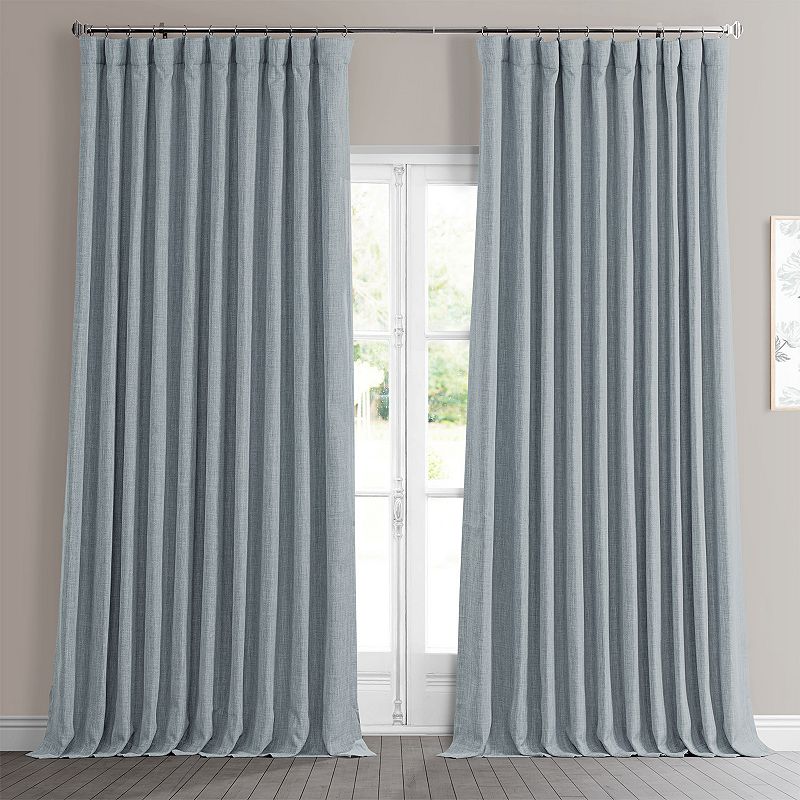 EFF Faux Linen Extra Wide Blackout Window Curtain