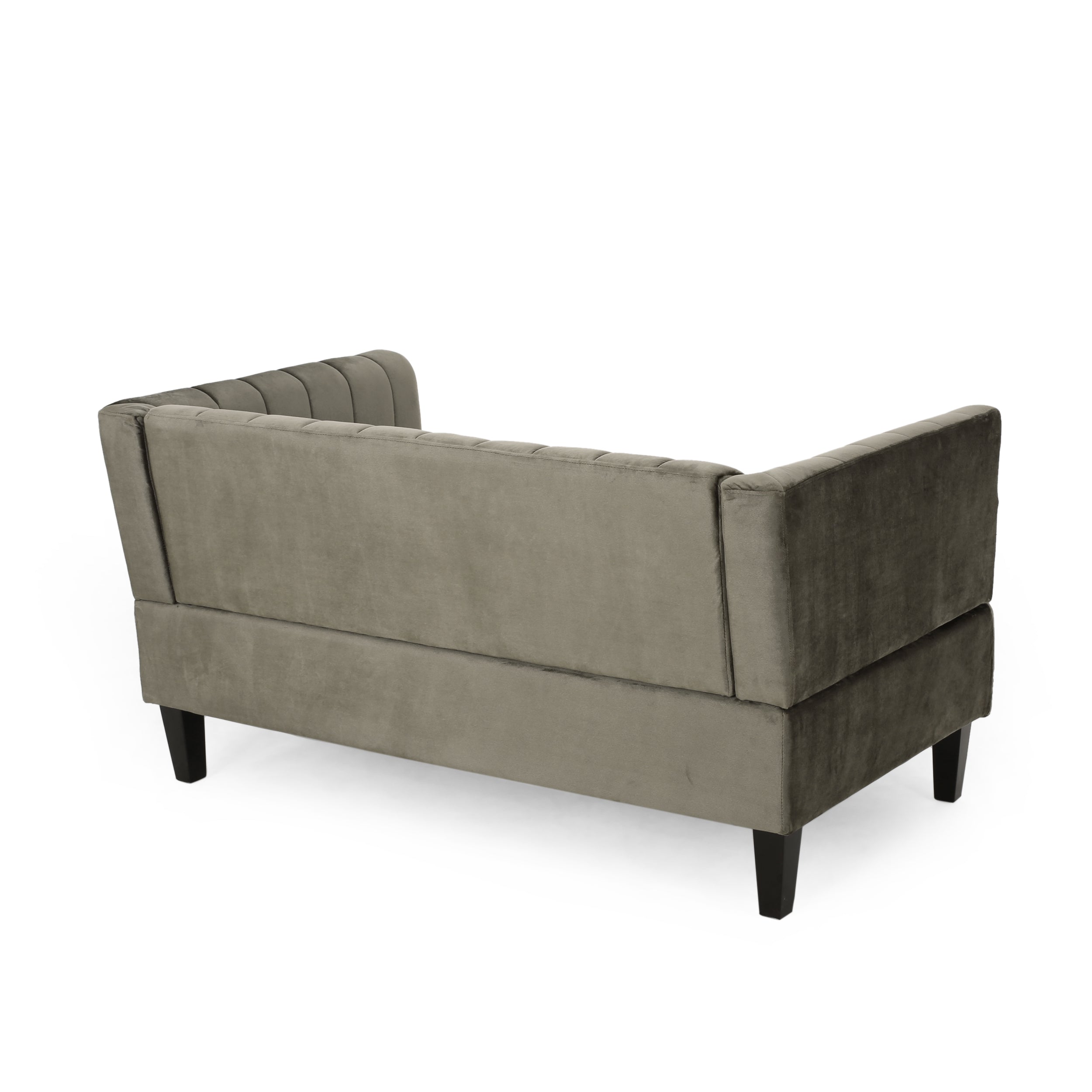 Masie Contemporary Channel Stitch Velvet Settee