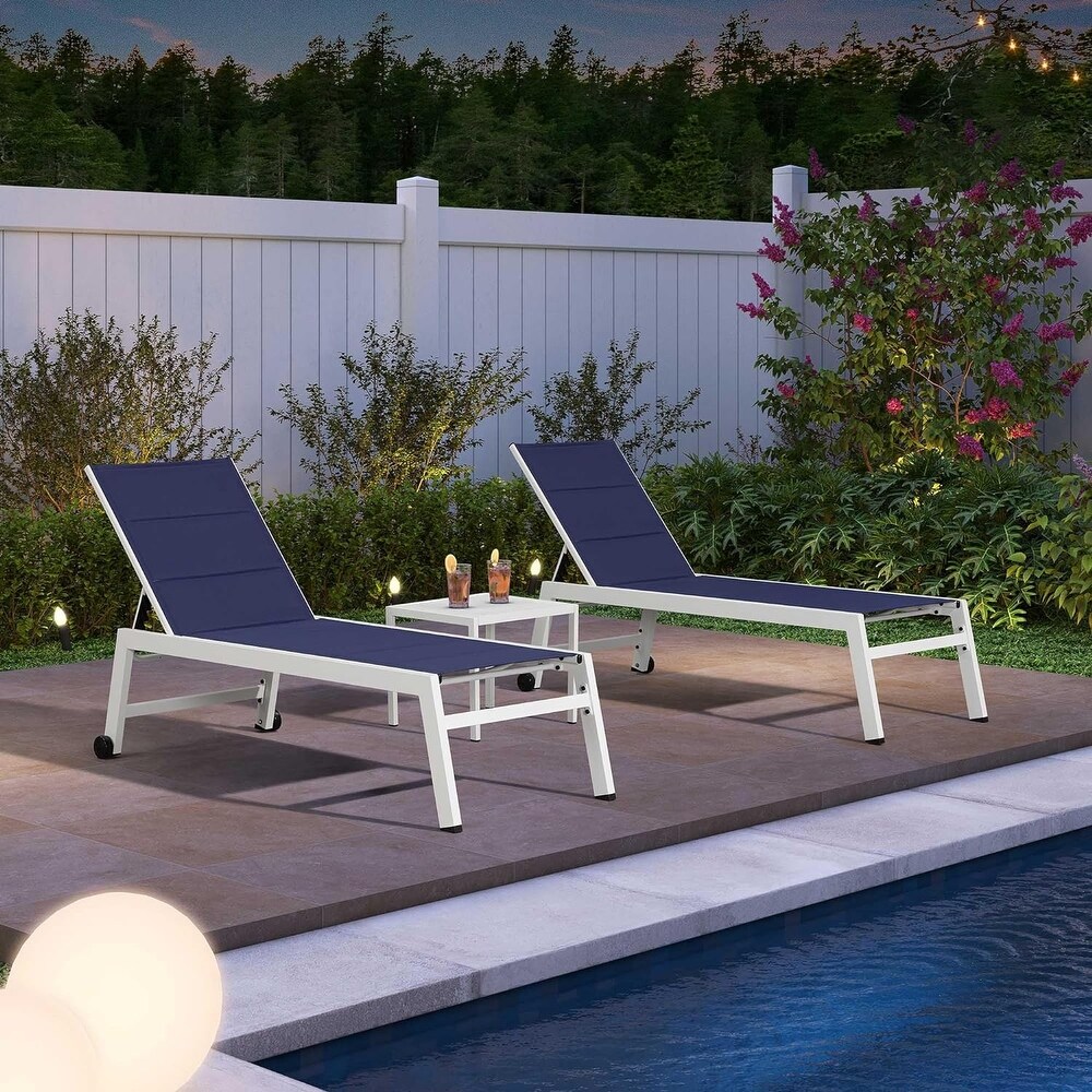 PURPLE LEAF Outdoor Chaise Lounge Set Adjustable Sunbathing Recliner with Side Table