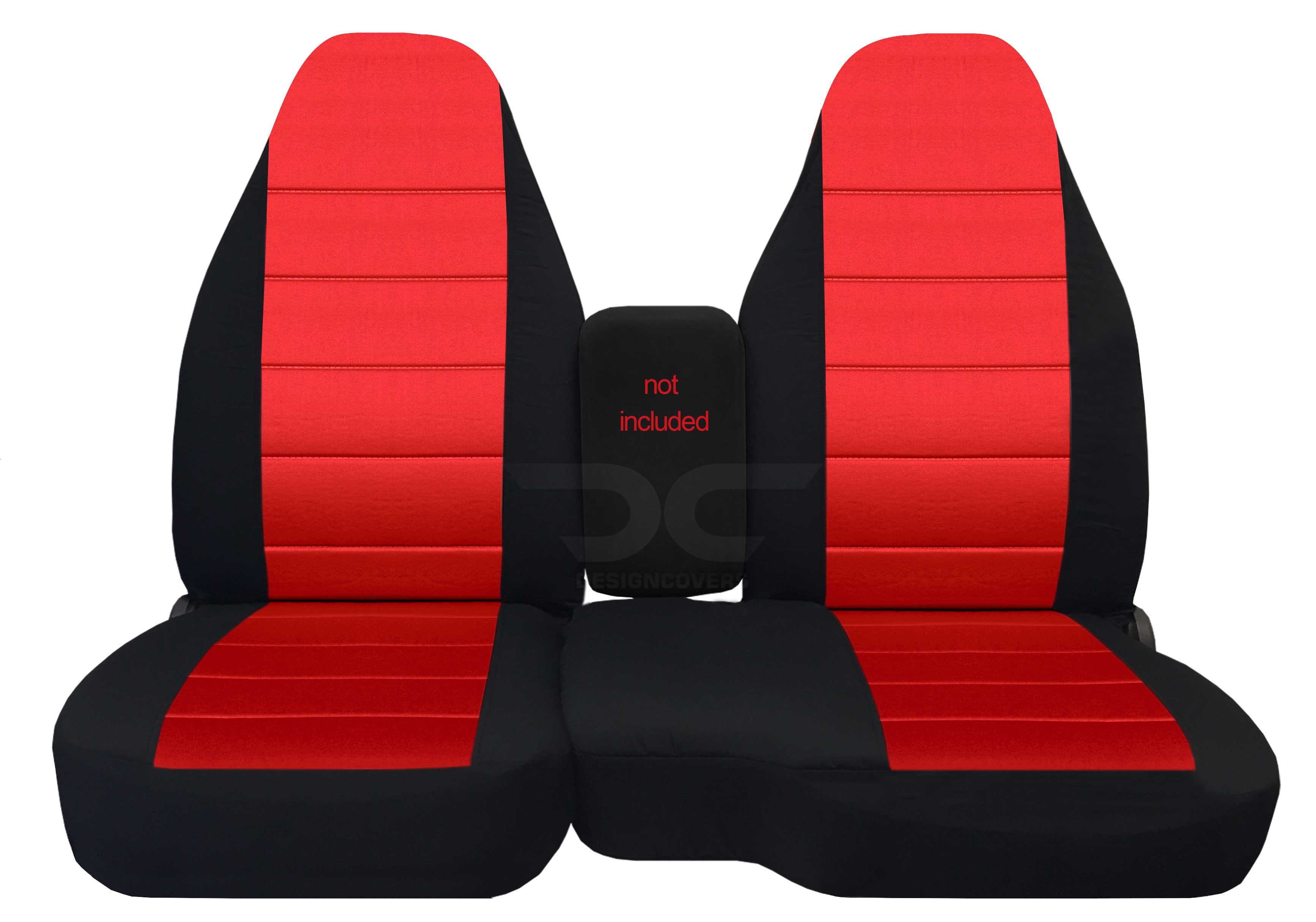 C5S-DC34-Designcovers Compatible with 2004-2012 Ford Ranger/Mazda B-Series pickup truck Two-Tone Cotton Truck Seat Covers (60/40 Split Bench):Black and Red Cotton