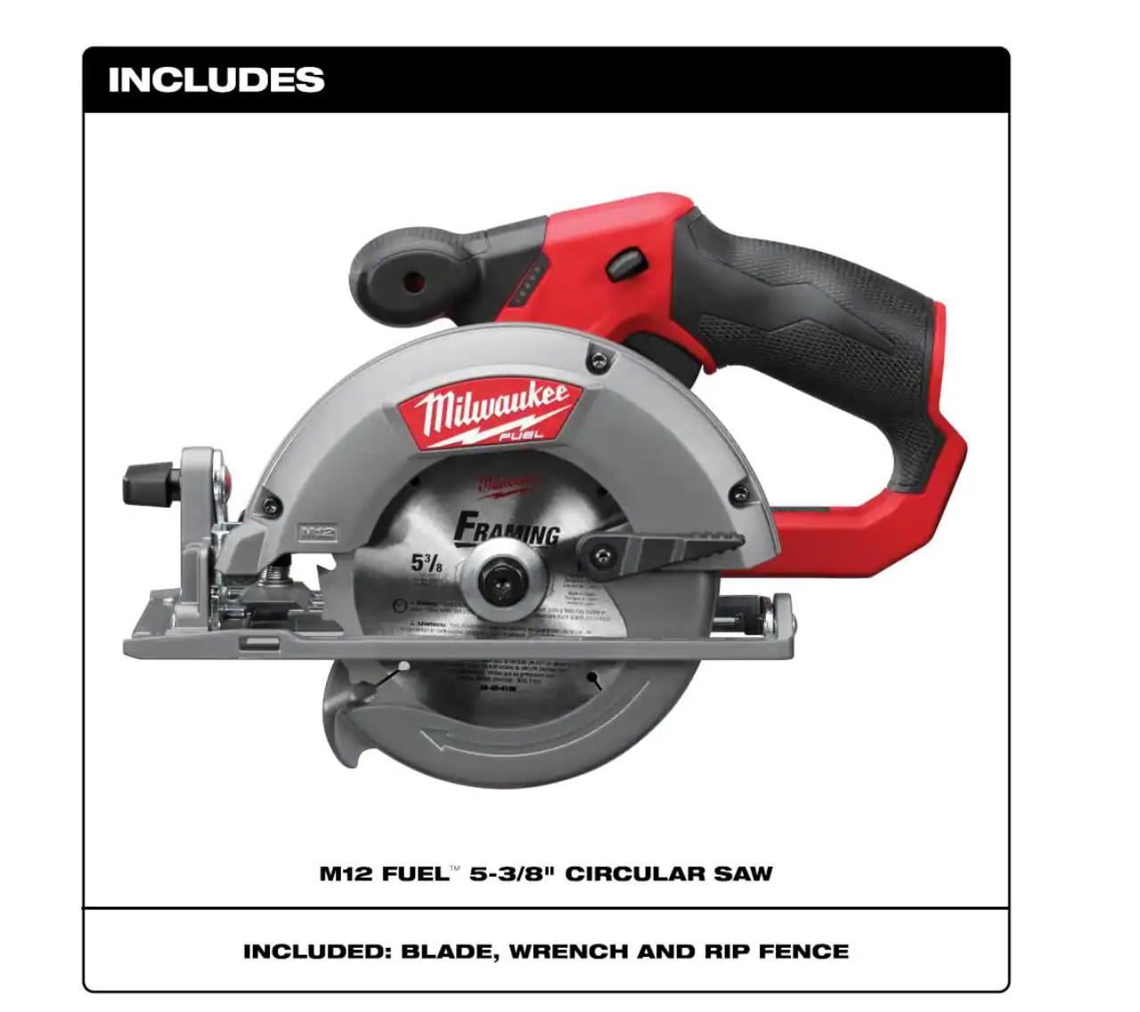 Milwaukee 2530-20 M12 FUEL 12-Volt Lithium-Ion Brushless Cordless 5-3/8 in. Circular Saw (Tool-Only) w/ 16T Carbide-Tipped Metal Saw Blade