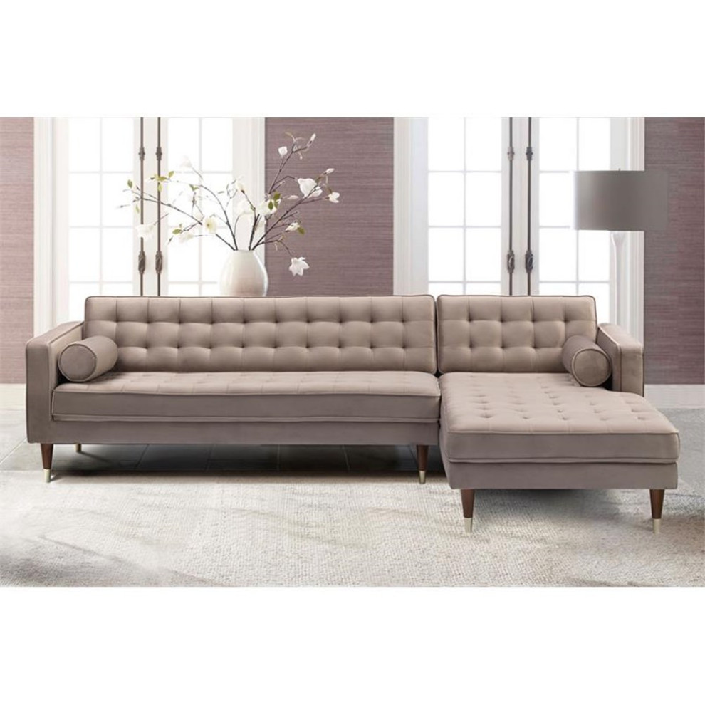 Armen Living Somerset Tufted Modern Velvet Right Sectional Sofa in Gray   Sofas   by Homesquare  Houzz