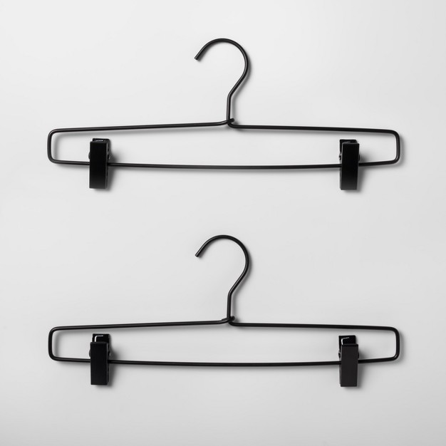 2pk Metal Pant Hangers With Clips Black