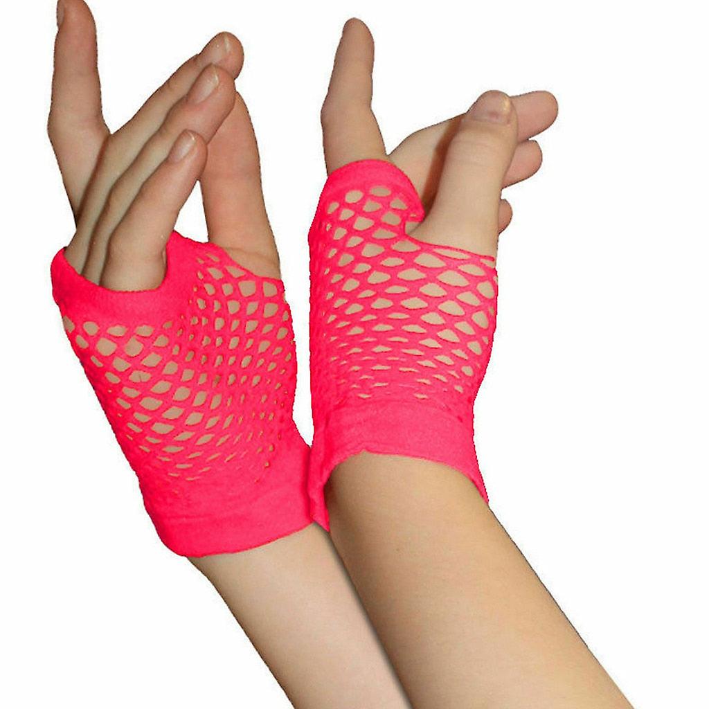 Women's Short Fishnet Fingerless Mesh Gloves