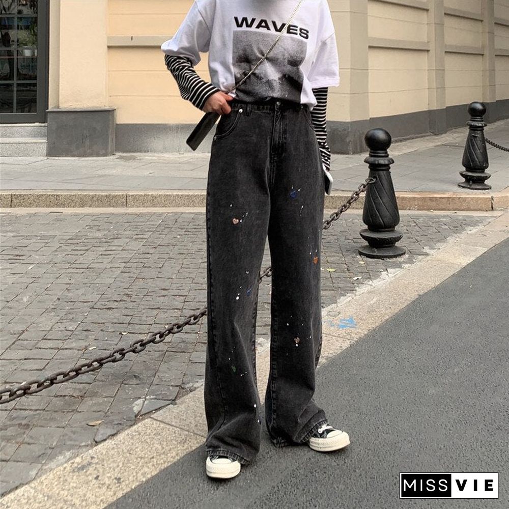 Woman Jeans High Waist Clothes Wide Leg Denim Clothing Blue Streetwear Vintage Quality Fashion Harajuku Straight Pants