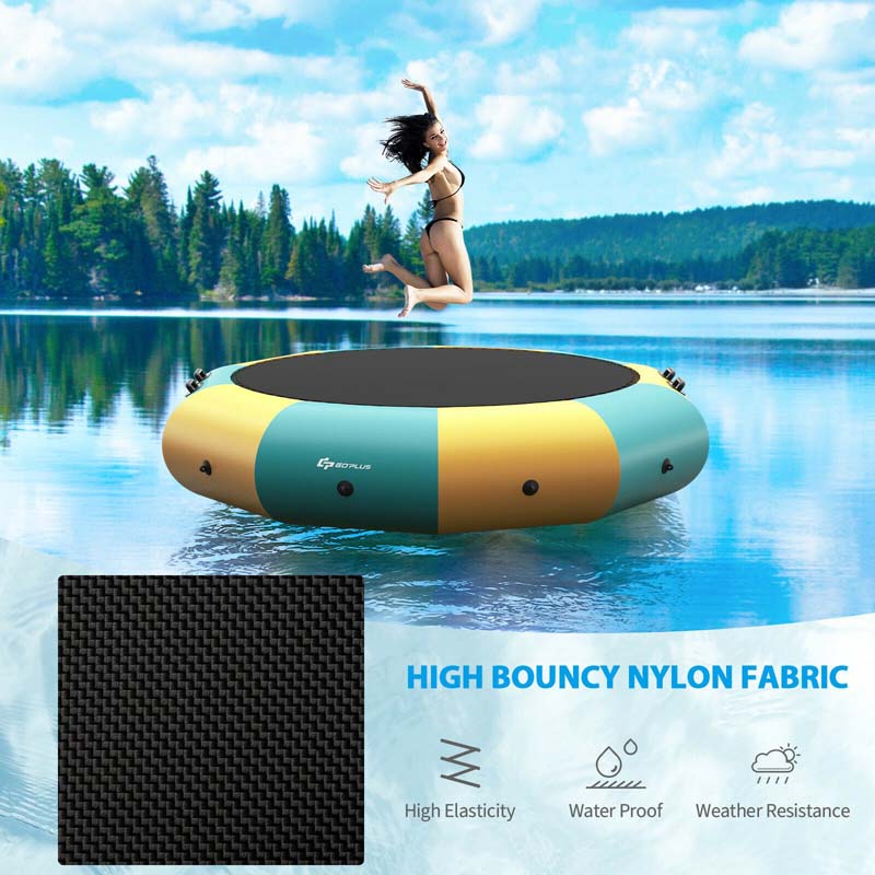 12 FT Inflatable Water Bouncer Trampoline Portable Bounce Swim Platform for Lakes Pools Calm Sea