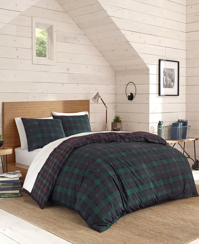 Eddie Bauer Woodland Tartan Green Duvet Cover Set， Full Queen