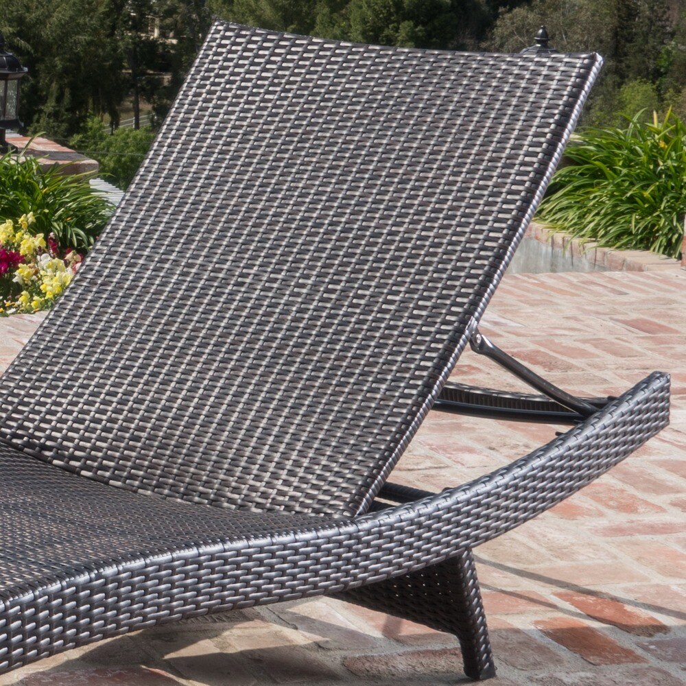 Chaminade Outdoor 2 piece Wicker Adjustable Chaise Lounge Set by Christopher Knight Home