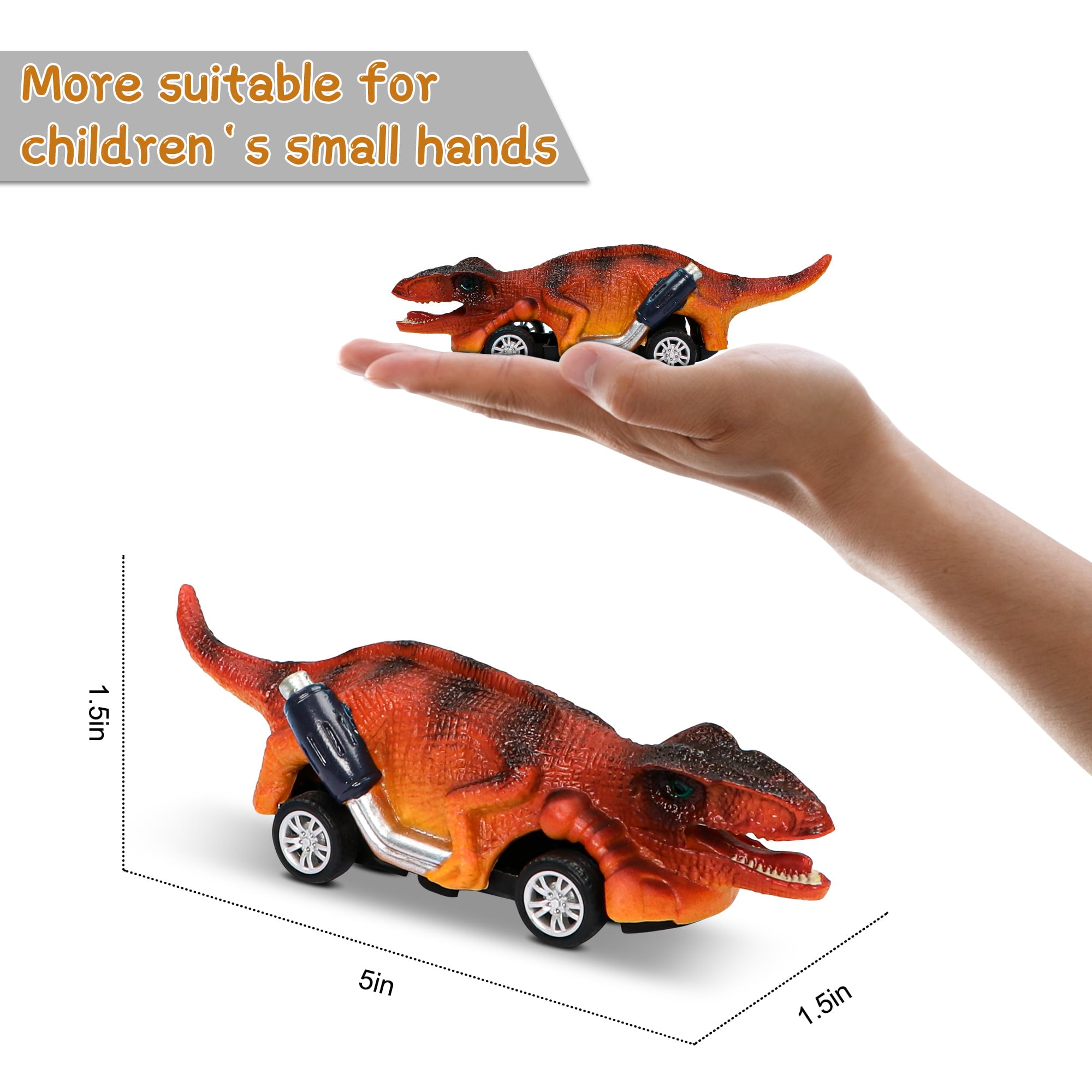 Beefunni Dinosaur Toy Pull Back Cars， 6 Pack Dinosaur Car Toys Dinosaur Games with T-Rex Gift for 3-5 Year Old Boys and Toddlers