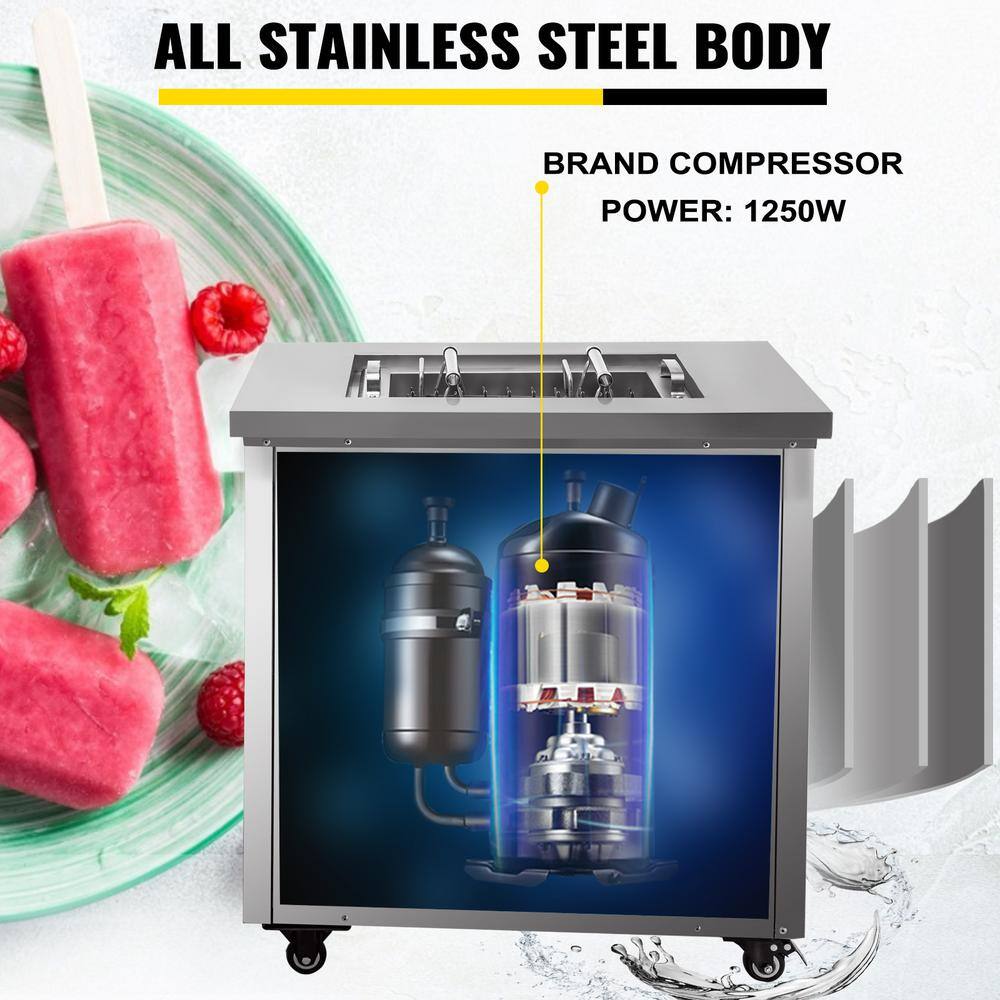 VEVOR Commercial Popsicle Machine 1250 Watt Ice Pop Machine 40 Pcs Set Stainless Steel Ice Lolly Making Machine Silver BBJDM40PCSM000001V1