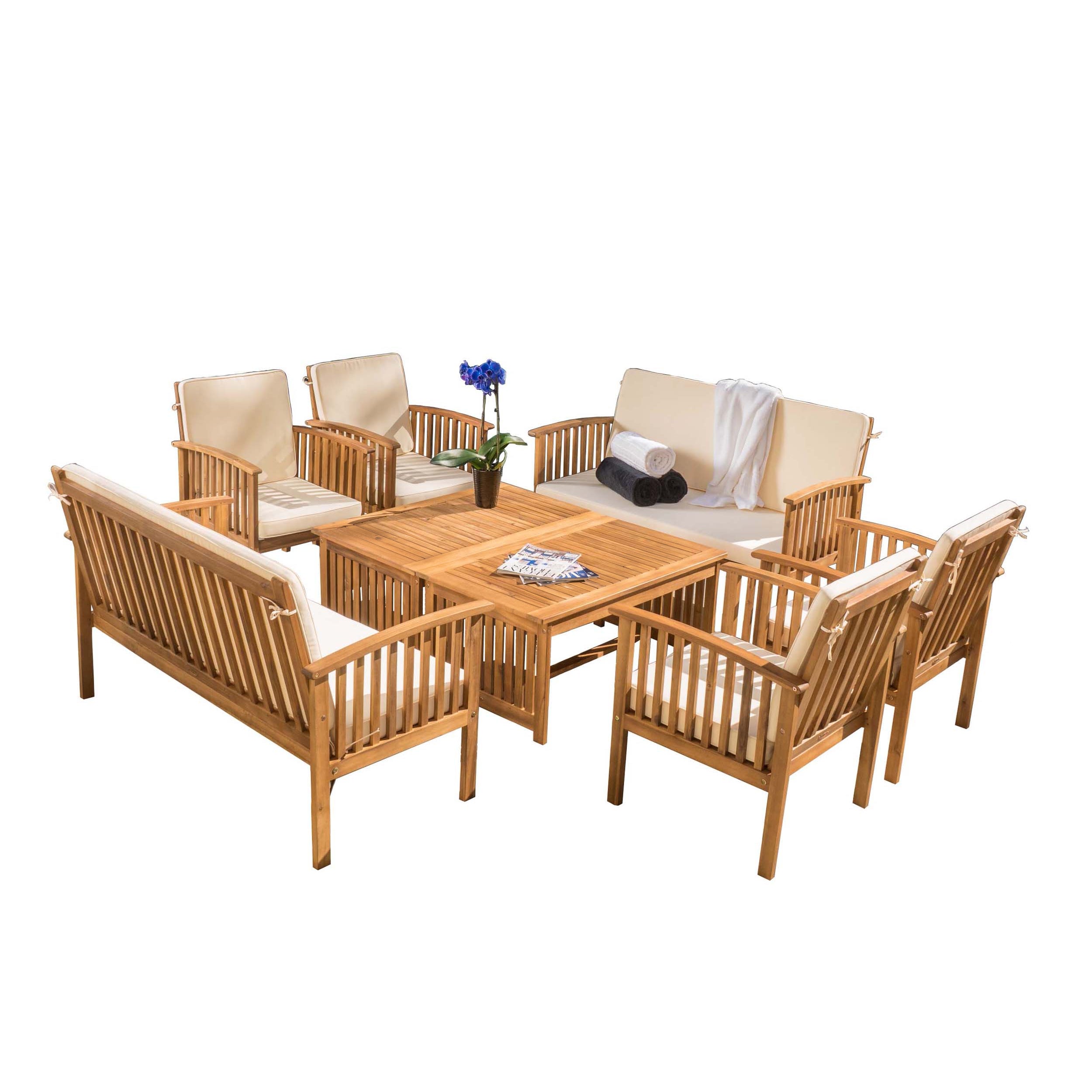 Cape Town Acacia Wood Outdoor Sofa Set