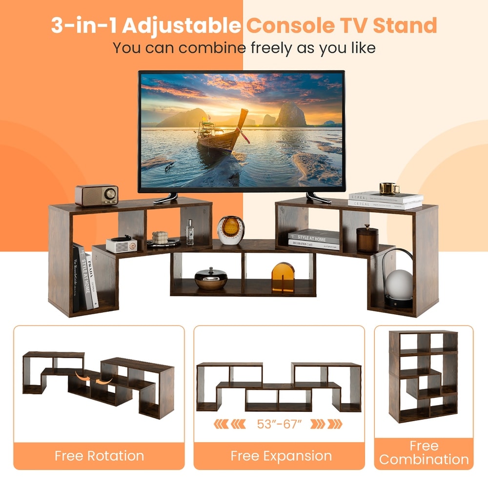 Costway 3 Pieces TV Console Stand Modern Entertainment Center Storage