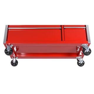 Husky 52 in. W x 24.5 in. D Standard Duty 10-Drawer Mobile Workbench Tool Chest with Solid Wood Top in Gloss Red H52MWC10RED