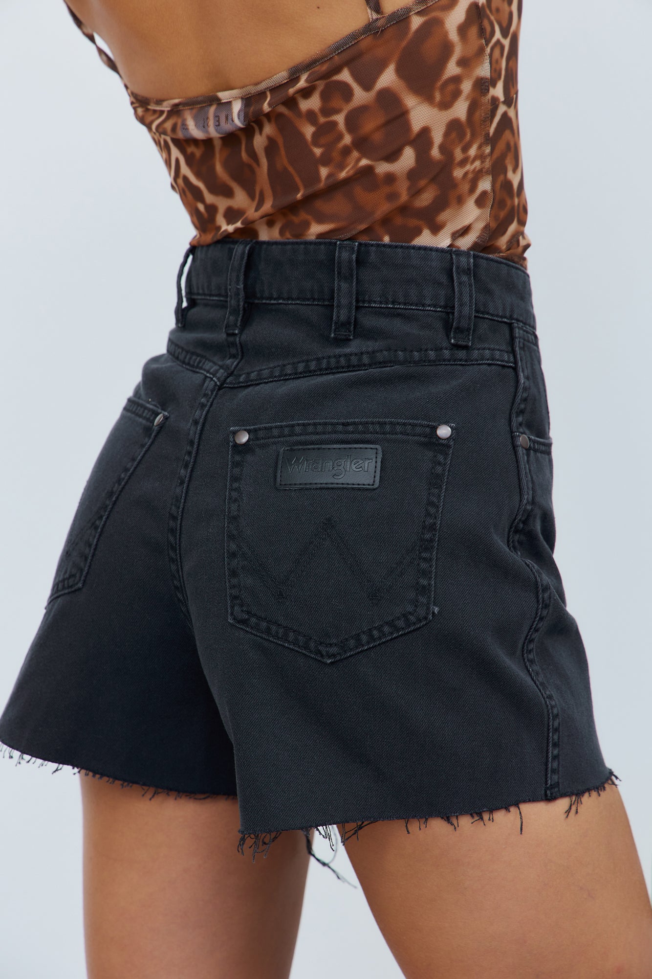 WRANGLER High Rise Hi Bells Shorts Black Rock