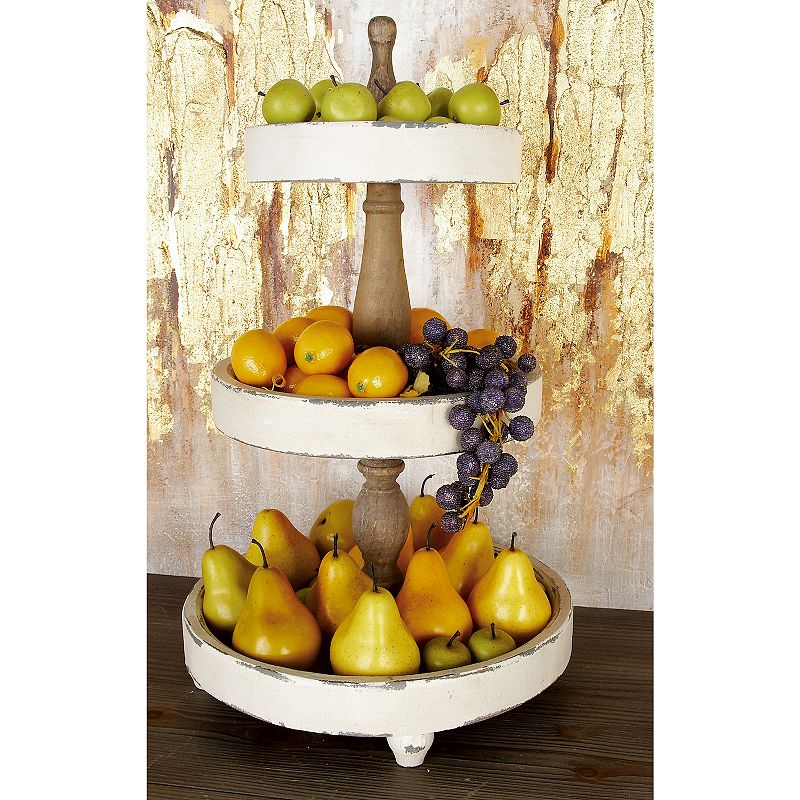 Stella and Eve White Wood Tiered Server