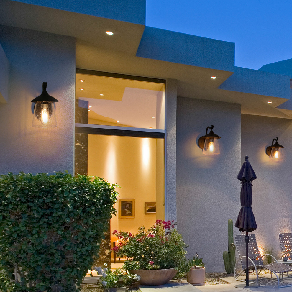 LNC 1 Light Traditional Matte Black Bell Seeded Glass Outdoor Wall Lights   Transitional   Outdoor Wall Lights And Sconces   by LNC  Houzz