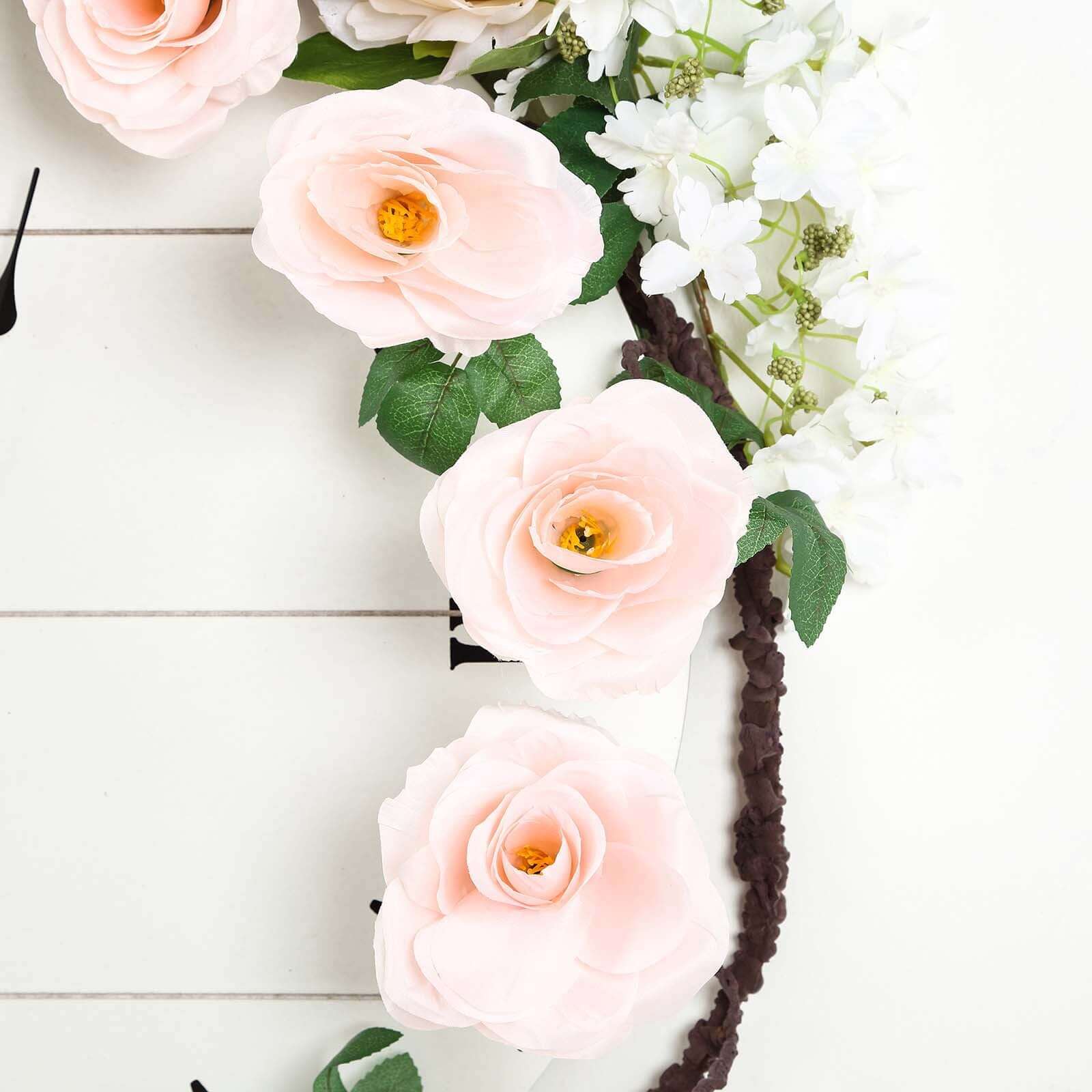 Blush Artificial Silk Rose Hanging Flower Garland Vine 6ft