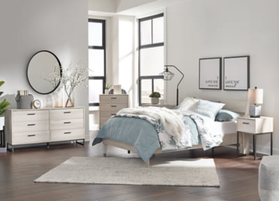 Signature Design by Ashley Socalle Modern Industrial 6 Drawer Dresser, Natural Beige