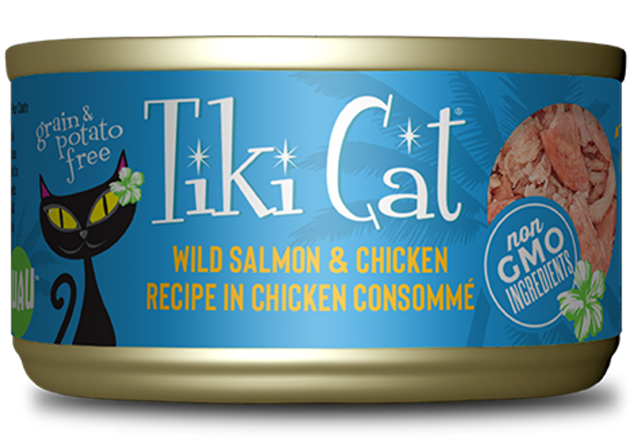 Tiki Cat Napili Luau Wild Salmon and Chicken， 2.8oz