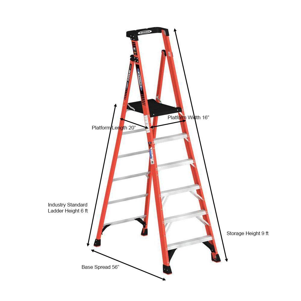 Werner 6 ft. Fiberglass Podium Step Ladder ( 12 ft. Reach Height) with 300 lbs. Load Capacity Type IA Duty Rating PDIA06