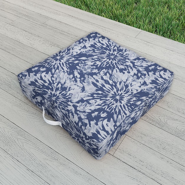 Emanuela Carratoni Blue Tie Dye Outdoor Floor Cushion Deny Designs