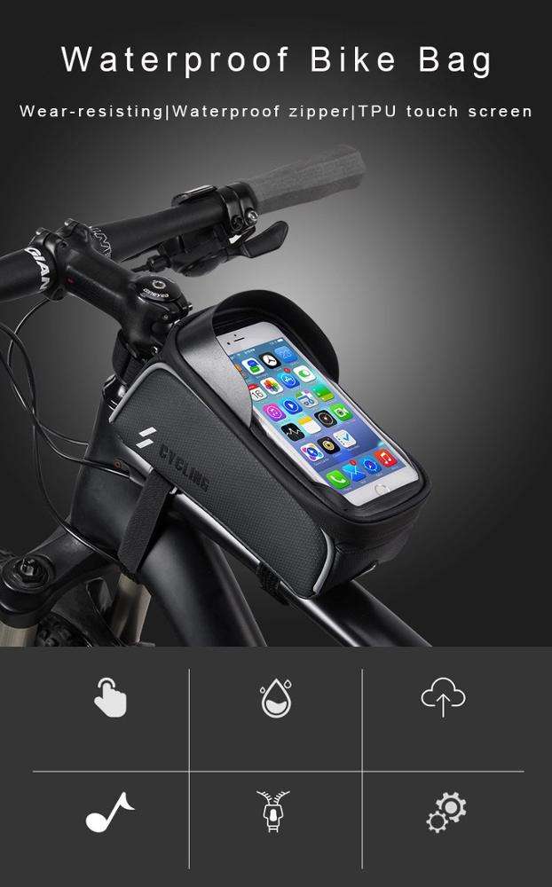 ODM Cycling 017 PU Waterproof 6.0 Reflective Durable Mountain Road MTB Bike Top Tube Frame Bicycle Touch Screen Cell Phone Bag