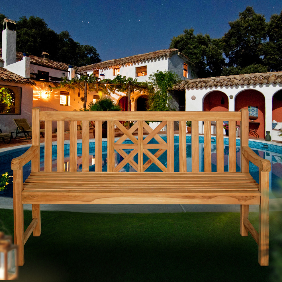 Teak Wood Arizona Outdoor Patio Bench  5  x27  Transitional   Outdoor Benches   by Chic Teak  Houzz