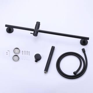 1-Spray Wall Bar Shower Kit with High Pressure Hand Shower in Matte Black MC-RB0887