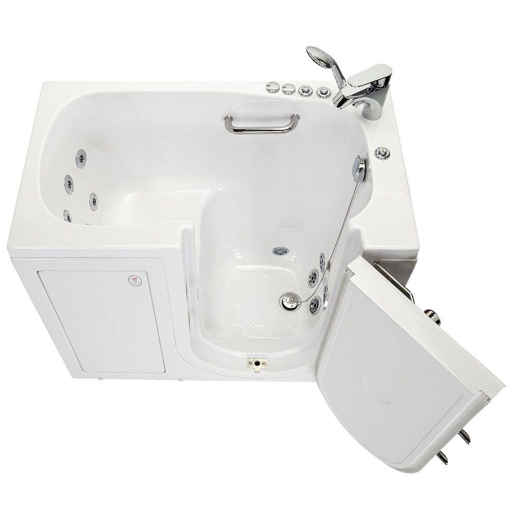 Ella Mobile 45 in. x 26 in. Walk-In Whirlpool  Air Bath Bathtub in White Outward DoorDigitalHeated SeatFast Fill  Drain OA2645DH-HB-R-D